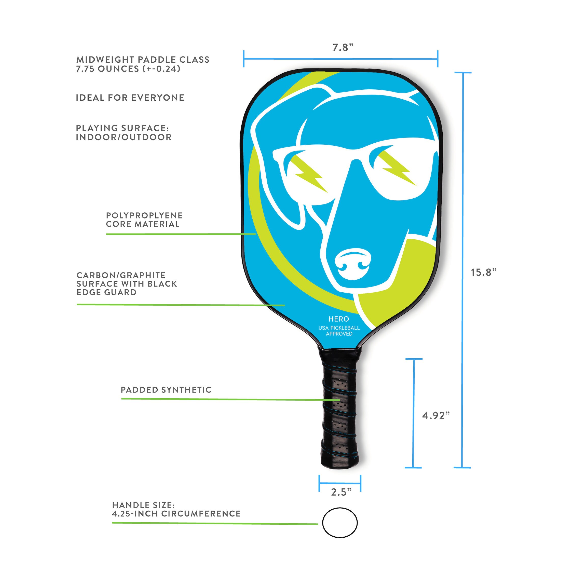 Swinton Pickleball-Paddel – Graphit-Oberfläche, Wabenkern, Mit Neopren-Hülle