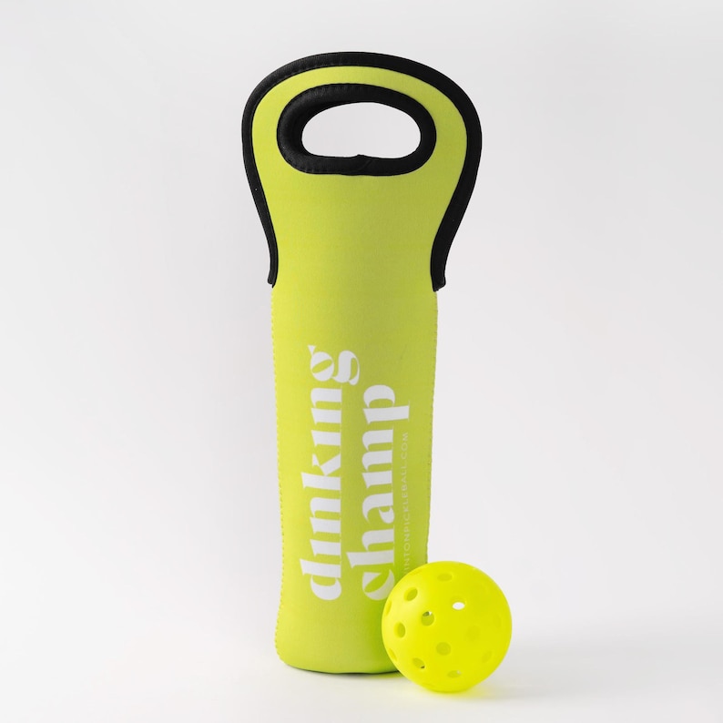Neoprene Wine Bag Pickleball Holder Dual Purpose Design Sports Accessory Gift Set Includes Three Outdoor Balls Court Play Essential Colorful Insulated Carrier Perfect Player Present Unique Team Gift Paddle Sport Collection Fun Practical
