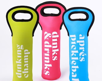 Pickleball Gift Set Includes Pickleballs Outdoor Play Court Sport Bottle Holder Wine Bag Dual Purpose Accessory Unique Present Paddle Ball