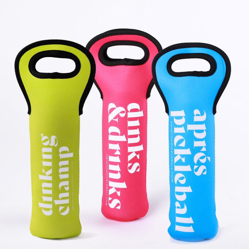 Pickleball Gift Set Includes Outdoor Balls Neoprene Insulated Bag Dual Purpose Design Wine Bottle Holder Unique Player Present Court Sport Accessory Colorful Options Available Team Gift Idea Perfect Birthday Present Paddle Sport Enthusiast