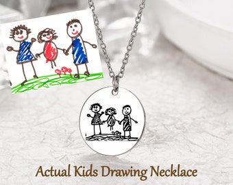 Actual Kids Drawing Necklace / Children Artwork Necklace / Kid Art Gift / Personalized Necklace / Mom Gift / Grandma Gift / Drawing Jewelry