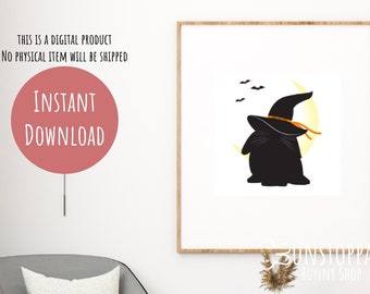 Printable Wall Art Halloween Bunny / Digital Download Bunny Artwork / Halloween Theme Wall Decor
