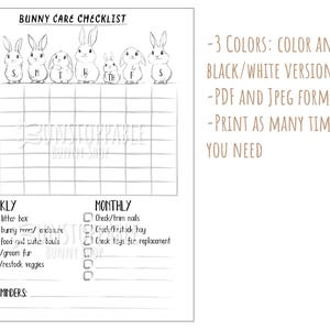Printable Bunny Care Checklist / to Do List – Rabbit Care Guide for ...