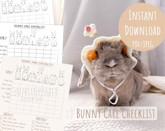 Printable Bunny Care Checklist / To Do List – Rabbit Care Guide for Daily, Weekly & Monthly Tasks