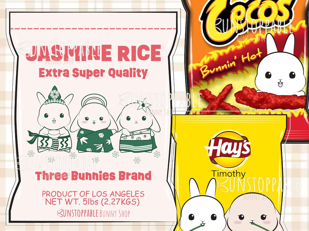 Rabbit Food Parody Stickers - Jasmine Rice/chips - Waterproof Vinyl ...