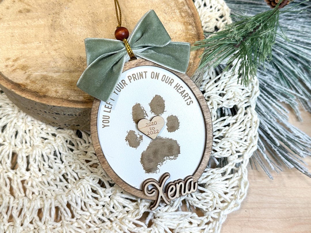 Paw Print Pet Memorial Ornament, Personalized Keepsake - Etsy