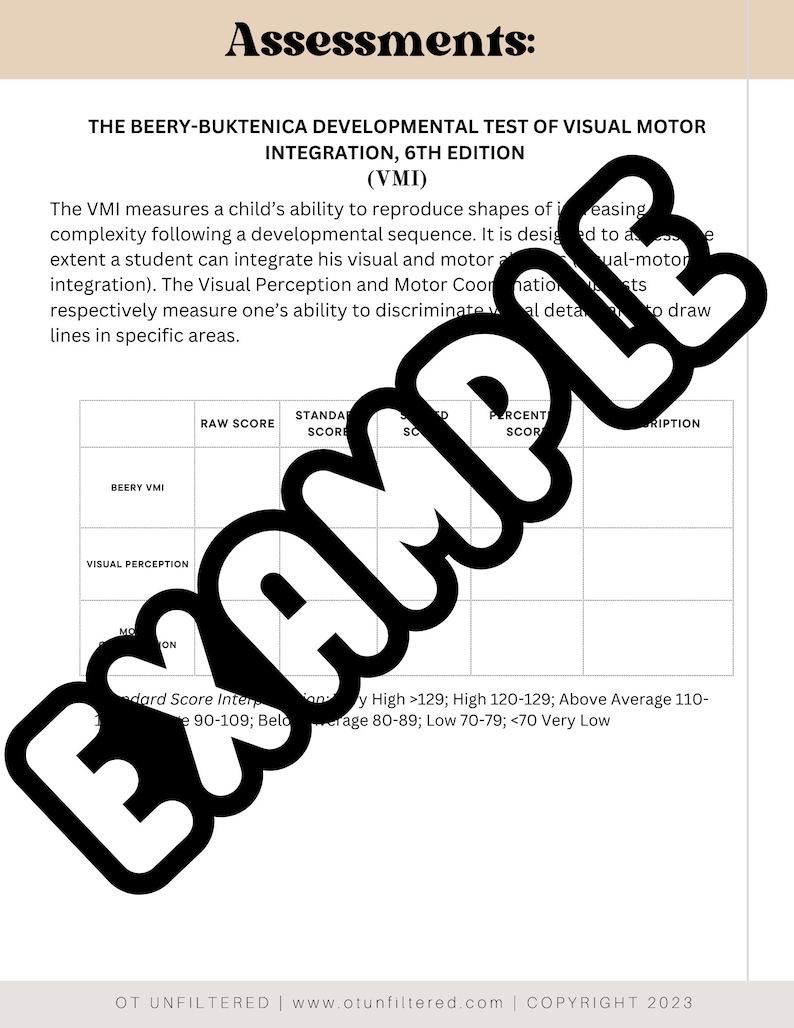 Pediatric OT Evaluation Template Outpatient Pediatric Occupational Pediatric OT Evaluation Template Outpatient Pediatric Occupational