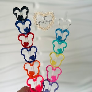 Mouse with a heart Head Straw Topper/Straw Buddy/Straw Charm