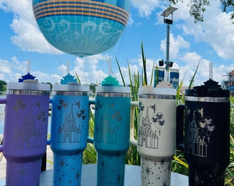 Laser Magical castle Stainless steel with handles tumblers.