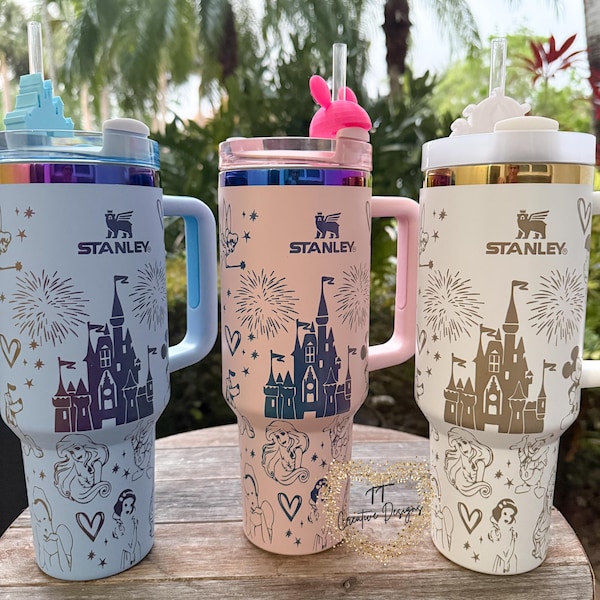 Mickey and Friends Laser Engraved all around Tumbler: 40oz Stainless Steel.