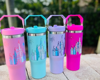 30oz Stainless steel flip top. Ready to ship/ Mouse/ Castle/ ears/ Stanley dupe