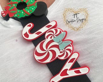 Mouse Bag Charm: Christmas Candy Cane Wreath