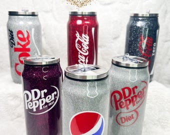 Glitter Soda Tumbler: Coca Cola, Dr Pepper, and More - 12oz