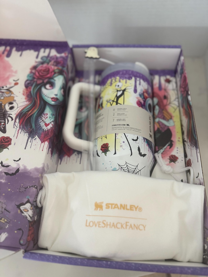 Glow in the Dark Jack & Sally Halloween cup. Stainless steel 40oz cup. image 5