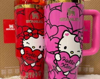 40oz Hello Kitty Heart collection and  engraved all around cup. Stainless steel cup.
