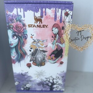 Glow in the Dark Jack & Sally Halloween cup. Stainless steel 40oz cup. image 8