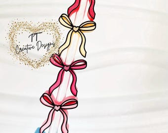 Skinny Chic Coquette Bow Straw Toppers. Fits the Stanley’s cups.