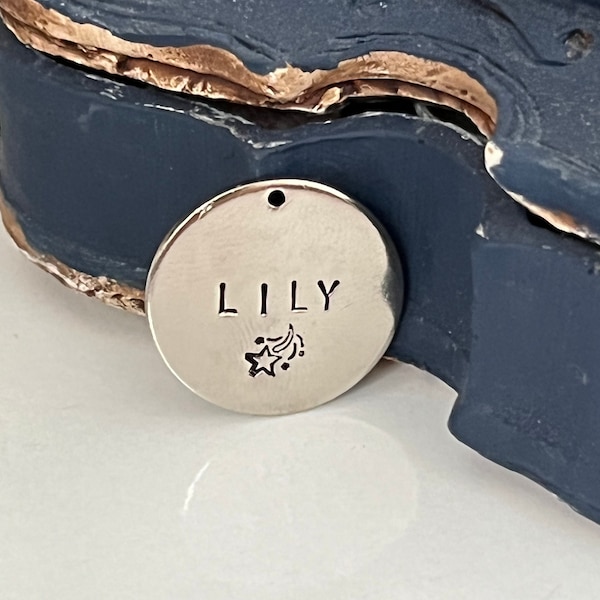 Personalized Pet Tag, Cat ID Tag, Stamped Tag, Dog ID Tag, Custom Pet Tag , Round Pet Tag, Cute Tag, Kitten Tag, Puppy Tag, Pet Name