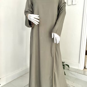 Olive green long dress with side slit