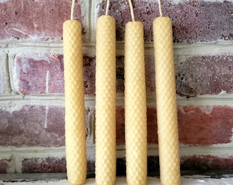 Hand Rolled Beeswax Taper Candles, Hexagon Honeycomb Pattern, 100% Raw Beeswax, Perfect burn, Pure, Beeswax candles