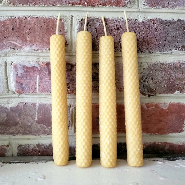Hand Rolled Beeswax Taper Candles, Hexagon Honeycomb Pattern, 100% Raw Beeswax, Perfect burn, Pure, Beeswax candles