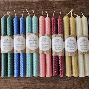 Colored Beeswax Taper Candles Set of 2, Handmade Honeycomb Candles, Natural Scent, Dripless Dinner Candles