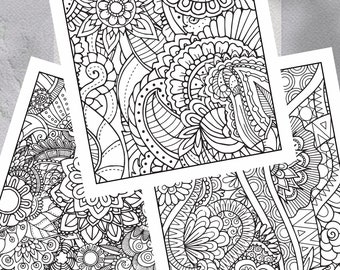 50+ Floral Coloring Pages — Instant Download — Printable Coloring Pages
