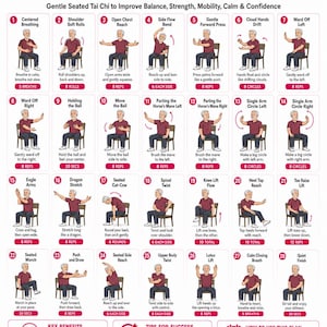 28 dagars sittande Tai Chi för män 60 | utskrivbar fitness | direktnedladdning | utskrivbart träningspass.