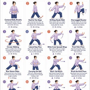 Tai-Chi-Gehtraining zum Ausdrucken | Fitness-Trainingsplan zum Ausdrucken | Sofort-Download | Trainingsplan zum Ausdrucken.