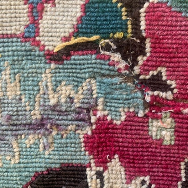 Late 1800's Abstract Floral Antique Tapestry Fragment