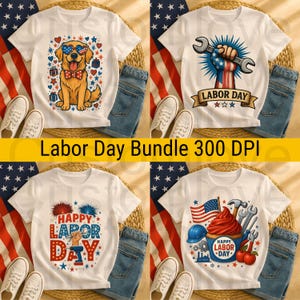 Happy Labor Day PNG, Patriotic Cupcake and Tools Clipart, Sublimation Design Labor Day PNG Bundle, Patriotic Tools Labor Day Dog PNG