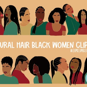 Natural Hair Black Women Clipart. African woman SVG, Faceless Black Abstract Woman, Black Vector Clipart
