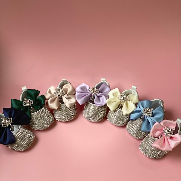 Handmade Rhinestone Baby Girl Shoes with Matching Headband |Gift for Newborn | Unique Gift | Baby Shower Gift for Baby