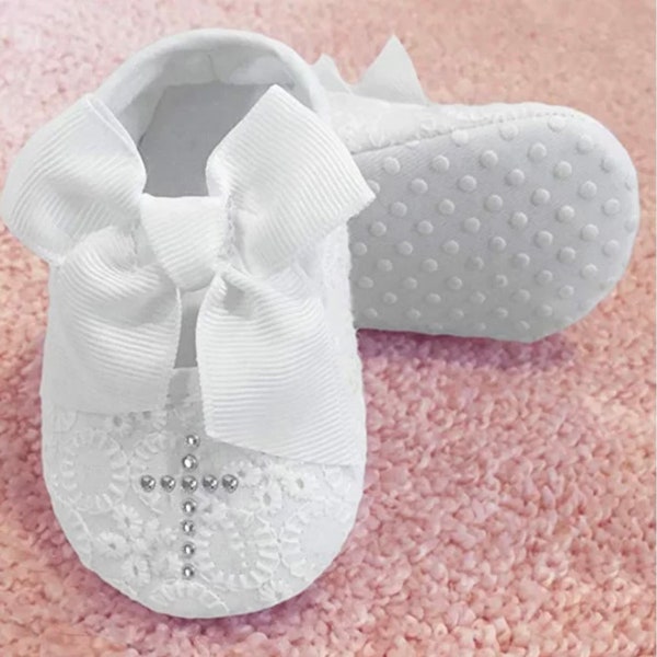 Baby Girl Shoes With Cross | Baptism Shoes Christening Shoes | Easter shoes | Newborn Shoes | Christmas Shoes