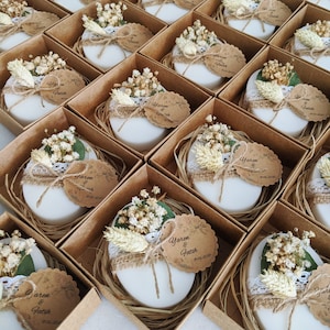 Soaps with eucalyptus, gypsophila, lagurus, phalaris, guest gifts, soap, wedding gifts, birthday, baby shower, engagement