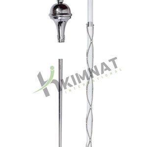 Drum Major Mace Stave & Stick Plain Chrome Ball Head Top Chain Fitted 3 Parts White Shaft Mace With Free Soft Case