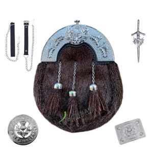 Men&#39;s Thistle Sporran Scottish Sporran With Chain & Kilt Accessories - Men&#39;s Wedding Kilt Accessories