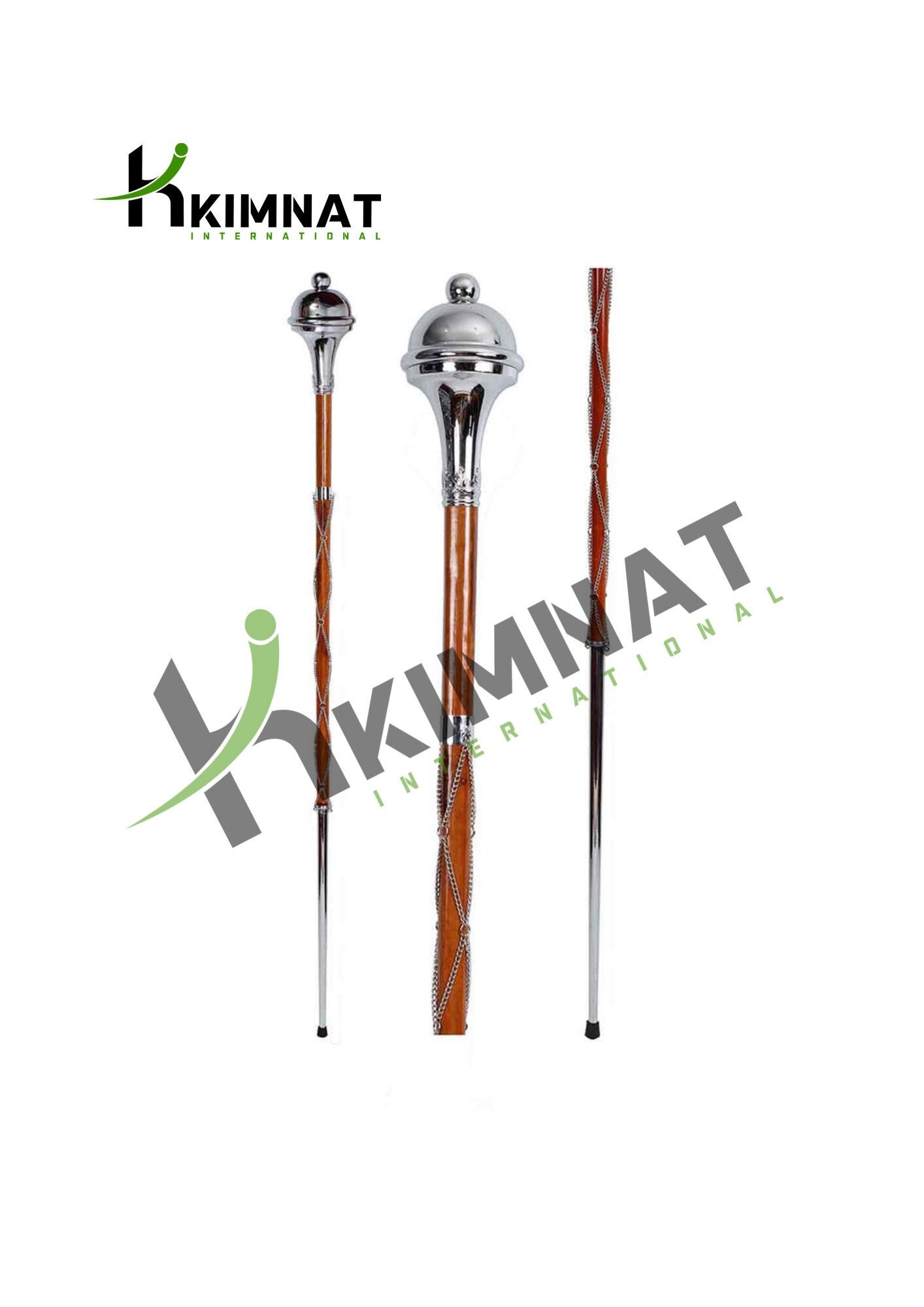 Drum Major Mace/stave Stick Plain Chrome Head Ball Top 3 Parts Band