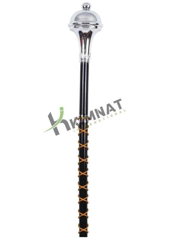 Drum Major Mace Stave & Stick Black Beech Wood Shaft Golden Cord Chrome  Ball Top Marching Band Mace - Etsy