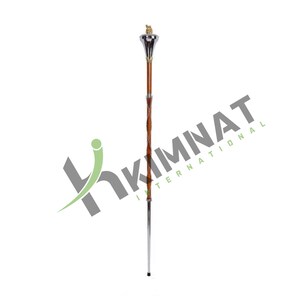 Drum Major Mace or Stave Chrome Flat Head Gold Lion And Crown Top