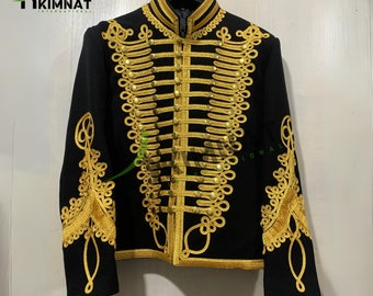 Veste de hussard napoléonien écossais | Tunique d&#39;uniforme militaire faite main Jimi Hendrix Pelisse Jacket