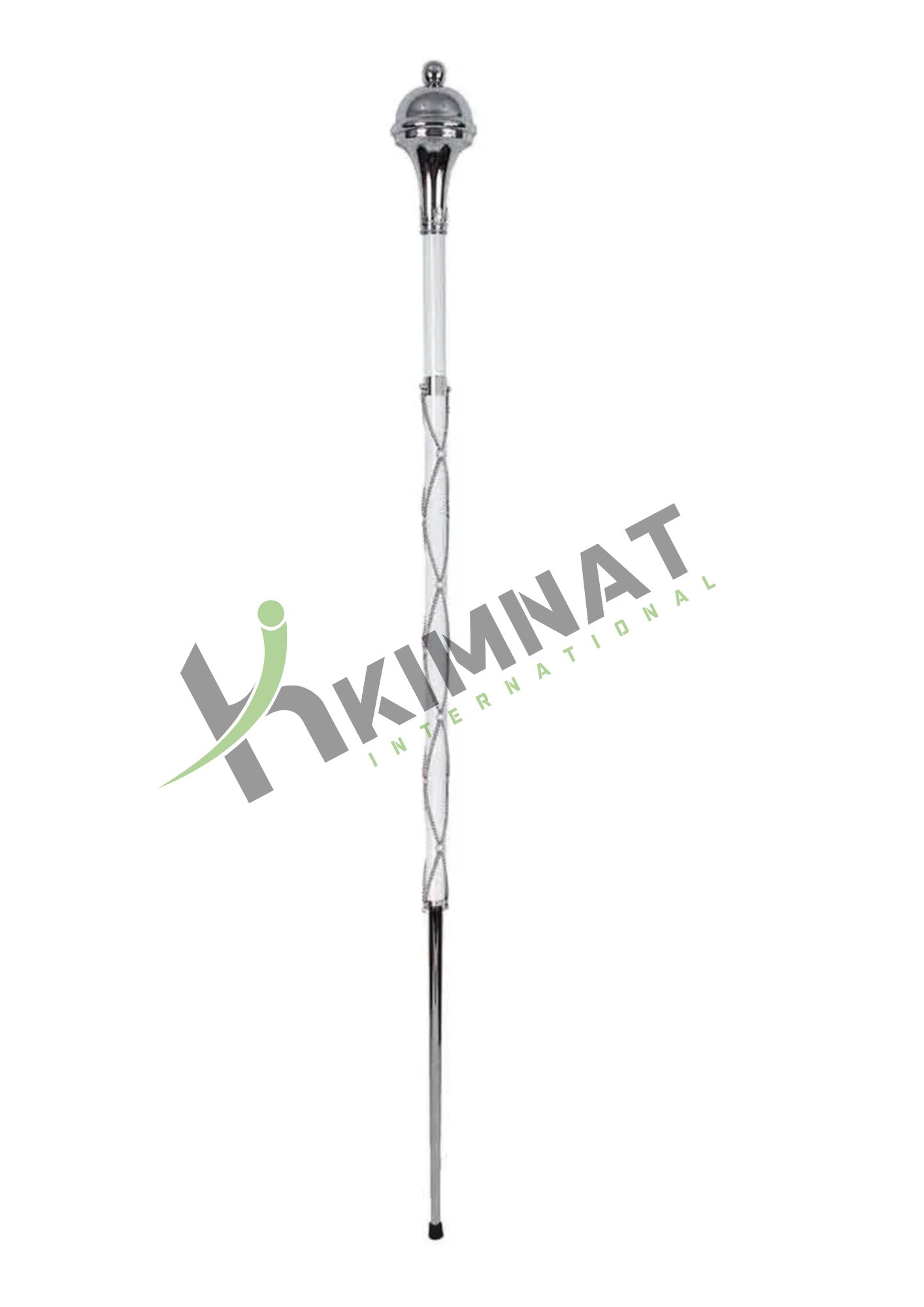 Drum Major Mace Stave & Stick Plain Chrome Ball Head Top Chain Fitted 3