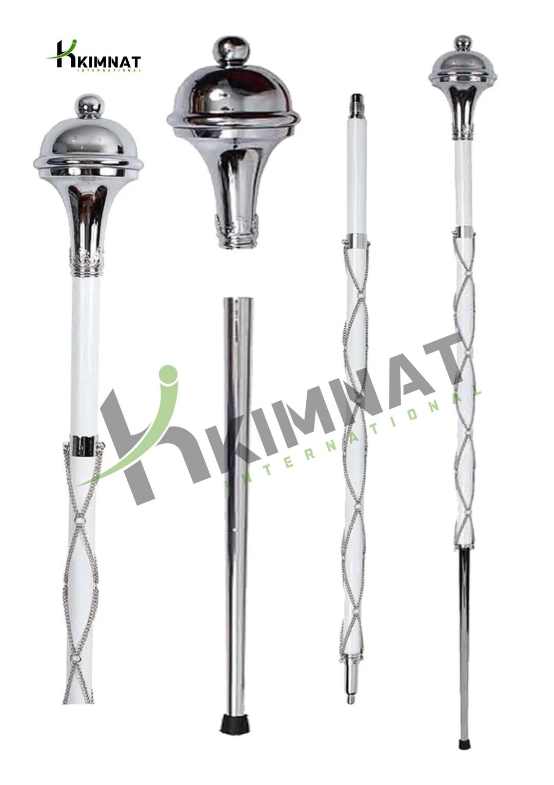 Drum Major Mace Stave & Stick Plain Chrome Ball Head Top Chain Etsy