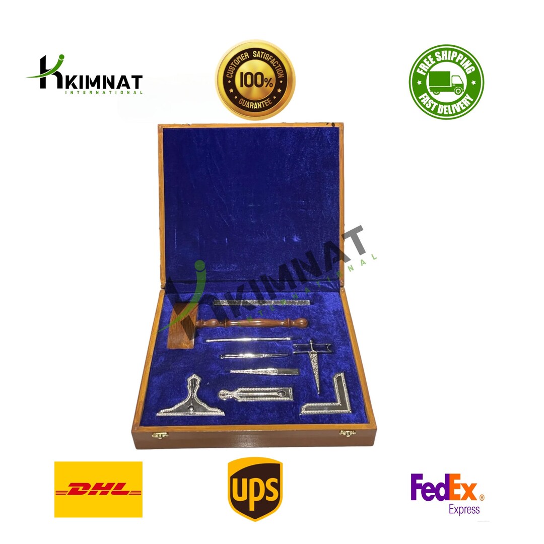 MASONIC Regalia Silver WORKING TOOLS Set With Wooden Box New Etsy