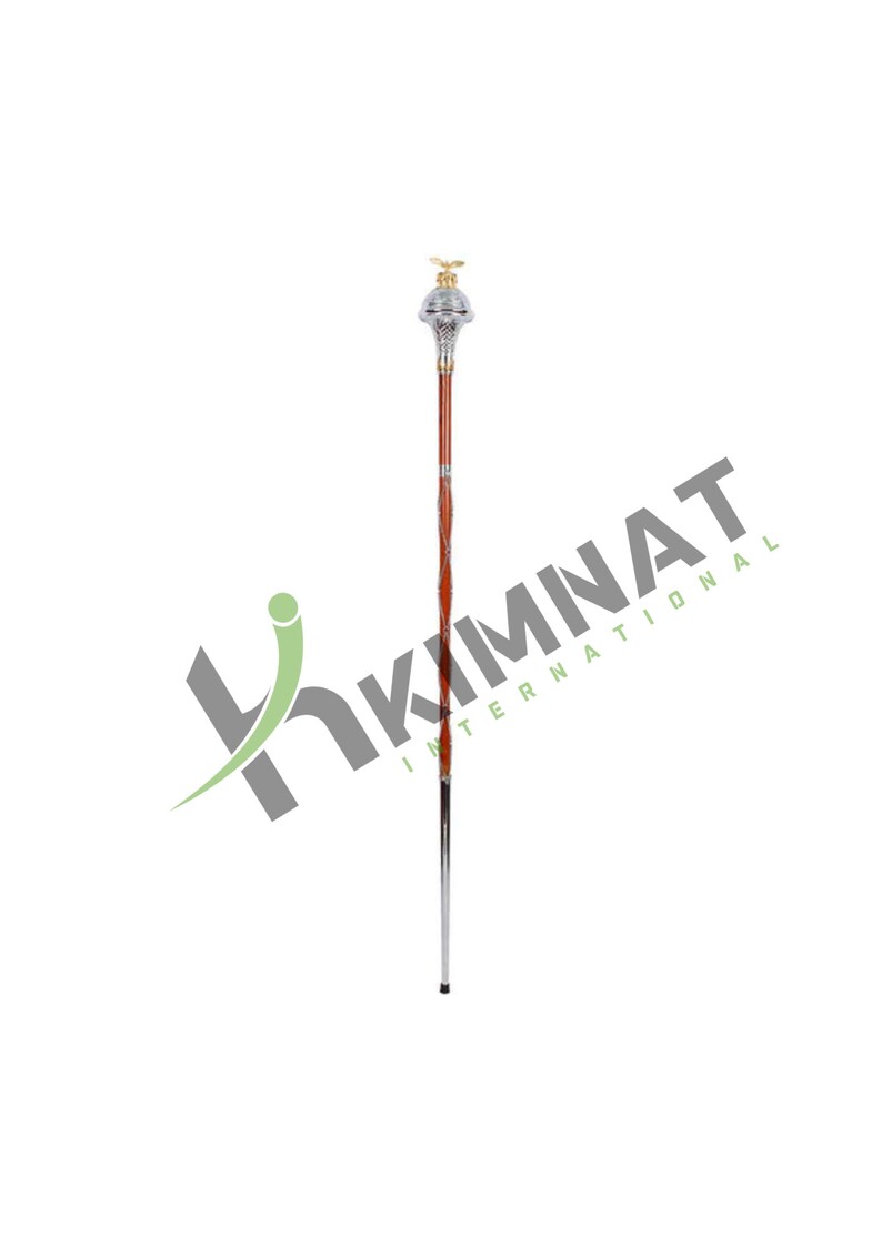 Drum Major Mace or Stave Chrome Embossed Head Gold Thistle Flower