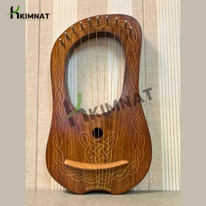 Scottish Lyre Harp 10 Strings Celtic Design With Extra Strings , Tuning Key & Protective Soft Carrying Case