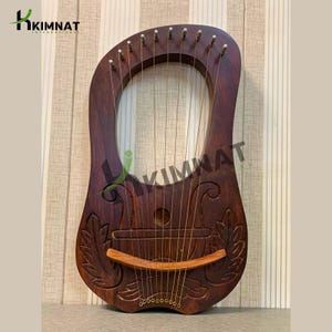 Scottish Beautiful Design 10 Strings Lyre Harp With Free Soft Case, Tuning Key & Extra Strings