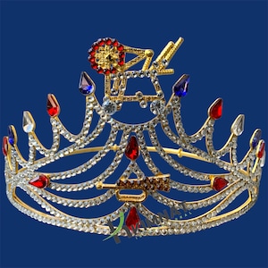 Masonic HOJ Golden Matron Crown Heroines Of Jericho Adjustable Crown Masonic HOJ Rhinestones 12 Pointes Crown