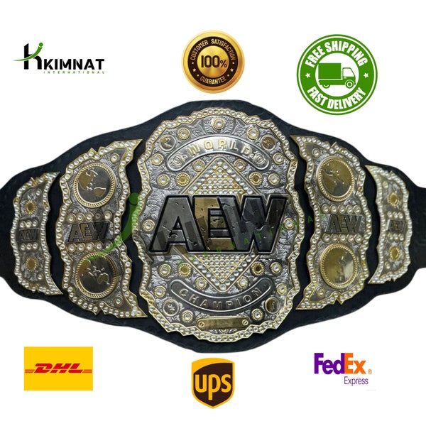 AEW Wrestling Championship Title Replica Belt Genuine Leather Premium Quality Championship Belt