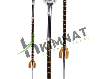 Drum Major Mace oder Dave aus schwarzem Buchenholz mit goldener Seidenschnur ohne Softcase